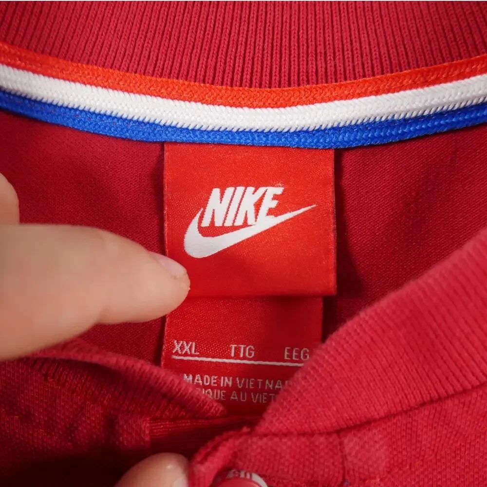 Nike Red Tag Henley Two Button Single Stitch USA Logo Red Size XXL Soccer